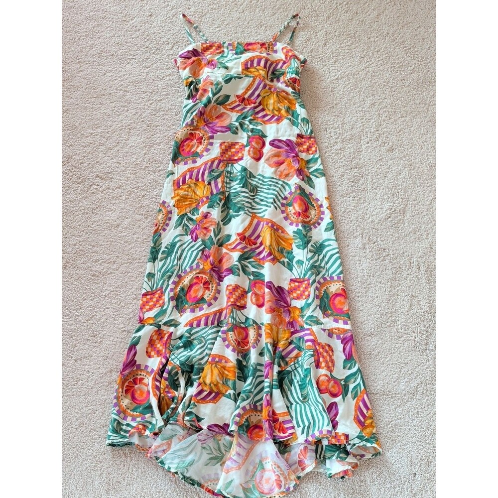 Paper Heart Open Back Tropical Midi Dress Size M